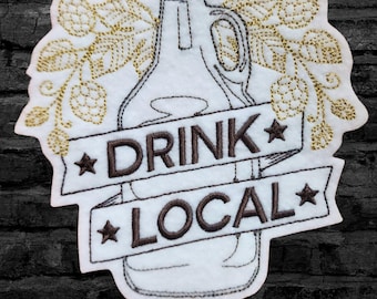 Parche de cerveza, parche de microcervecería, bebida de cerveza local, botella de hierro, parche de lúpulo, parche bordado - Elija el tamaño