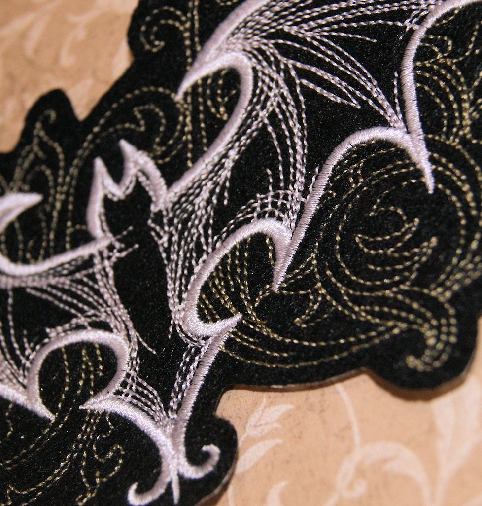 Gothic Damask Bat Iron on Embroidery Patch Mtcoffinz - Choose Color - Etsy