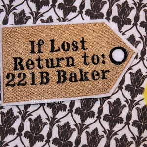 Sherlock Holmes Lost Luggage Tag Iron On Embroidery Patch MTCoffinz - Choose Size