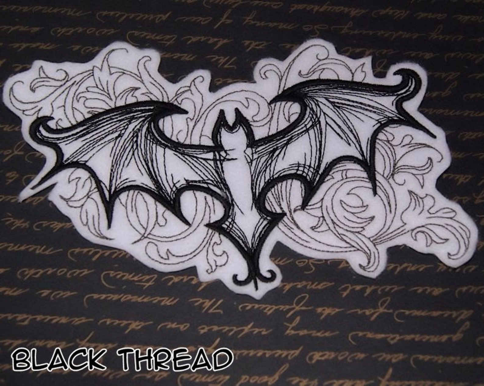 Gothic Damask Bat Iron on Embroidery Patch Mtcoffinz - Choose Color - Etsy