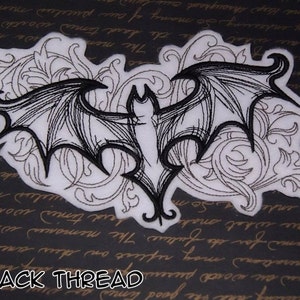 Gothic Damask Bat Iron On Embroidery Patch MTCoffinz Choose Color Black Thread