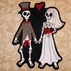Corpse Bride Groom Skeleton Wedding Iron On Embroidery Patch MTCoffinz - Choose Size