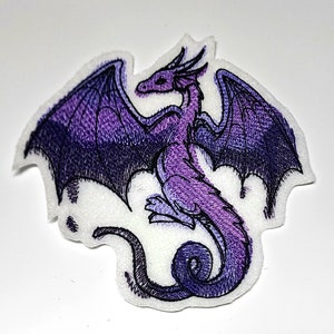 Purple Dragon Patch Flying Dragon Patch Embroidery Dragon Lavender Violet Ombre Iron On Embroidery Patch