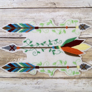 Trio of Floral Arrows - Iron On Embroidery Patch MTCoffinz - Choose Size