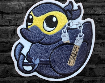 Sample SALE Ninja Rubber Duckie Patch Yellow Duck Patch Rubber Duck Embroidery Iron On Embroidered Patch - - Ready to Ship LAST ONE