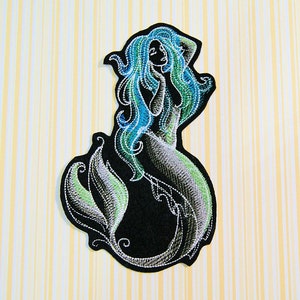 Mermaid Teal Green -Midnight Magic Iron On Embroidery Patch MTCoffinz - Choose Size