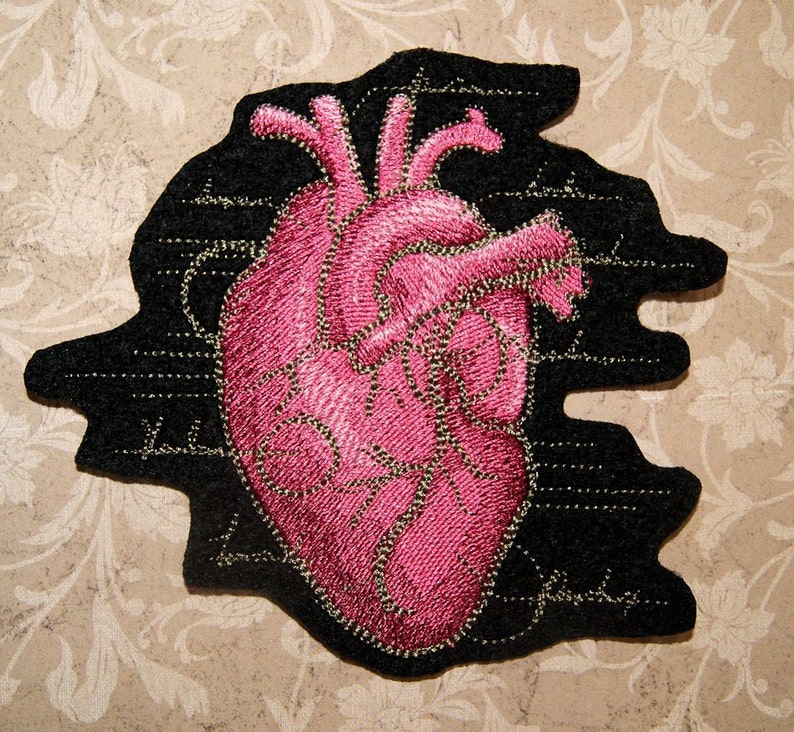 Anatomical Heart Iron on Embroidery Patch Mtcoffinz Choose Etsy