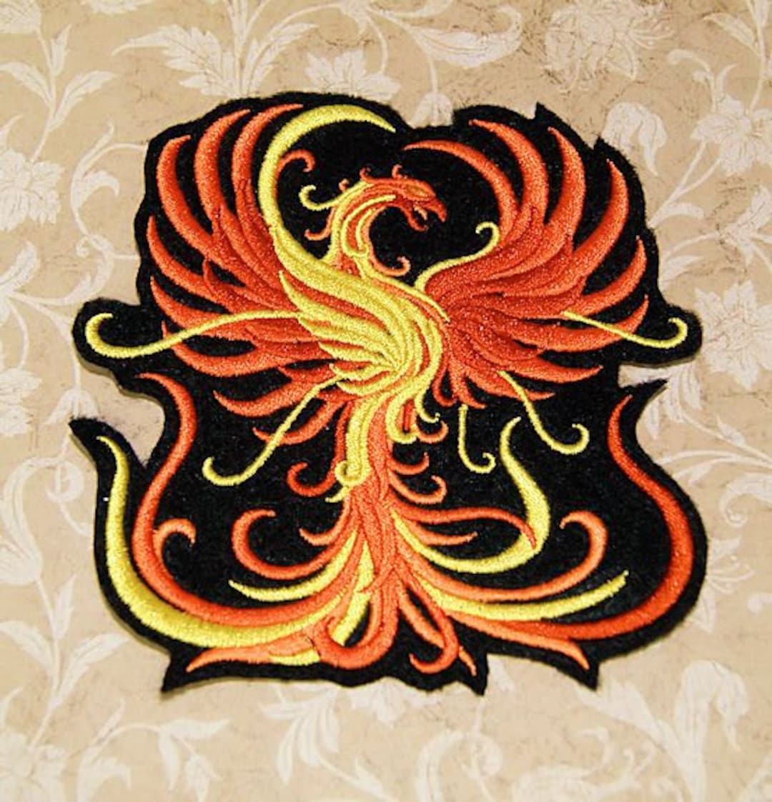 Large Back Patch Embroidered Dragon Phoenix Fire Bird Japanese Jacket Iron  On