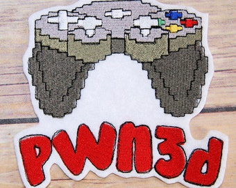 Gamer Patch PWN3D Retro Game Controller Gift for Gamer Iron On Patch  Embroidery Patch - Choose Size
