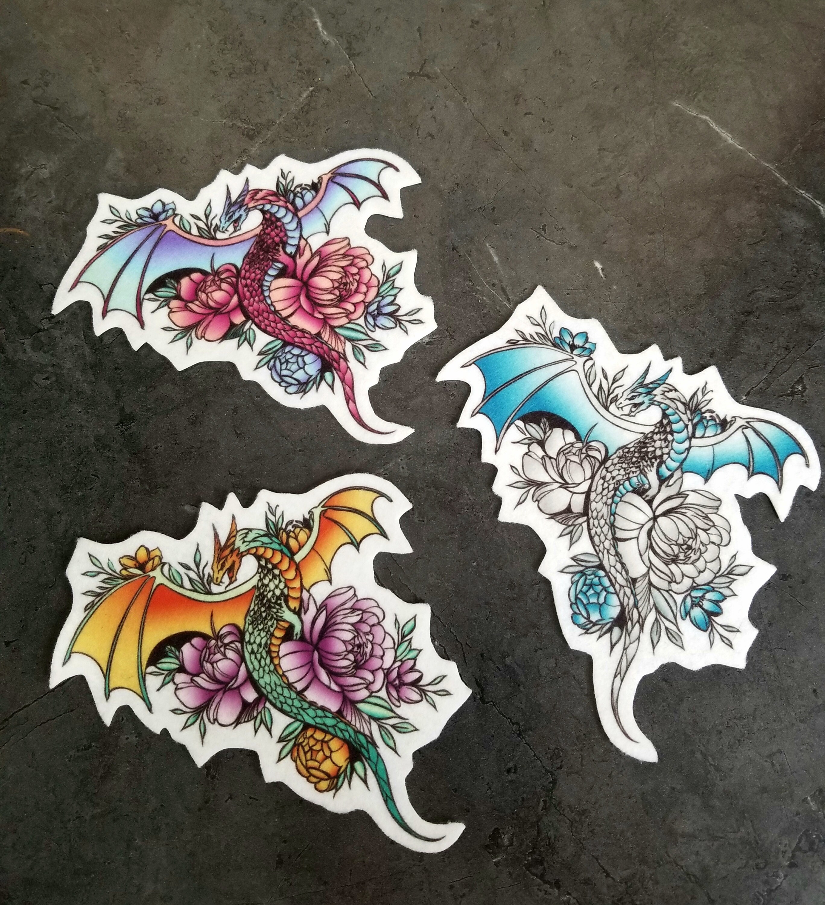 Painted Flying Dragon  - Iron On Patch MTCoffinz - Choose Size