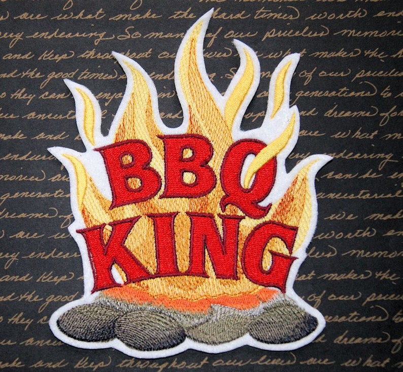 BBQ King Iron On Embroidery Patch MTCoffinz Choose Size / Color image 1