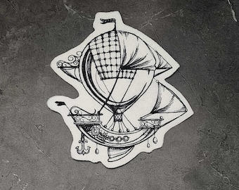 Sample SALE Vintage Hot Air Balloon Patch Fantasy Balloon Voyage Iron On Embroidery Patch  - Ready to Ship LAST ONE