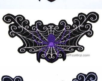 Parche bordado con plancha de color personalizado de telaraña gótica MTCoffinz