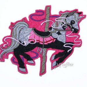 Fantasy Carousel Horse Iron On Embroidery Patch MTCoffinz - Choose Color/Size