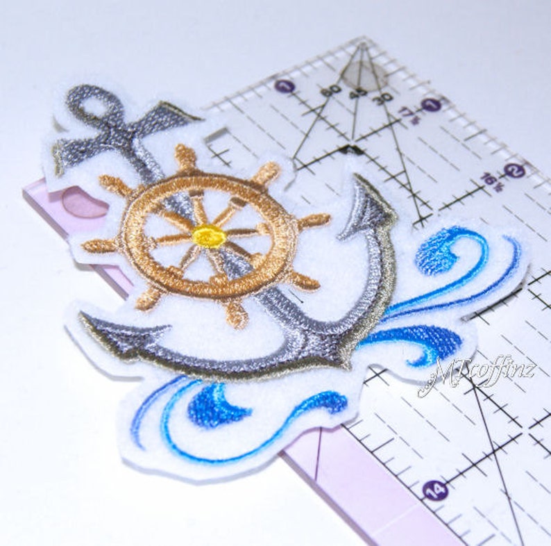 Nautical Anchor Captains Wheel Iron on Embroidery Patch - Etsy