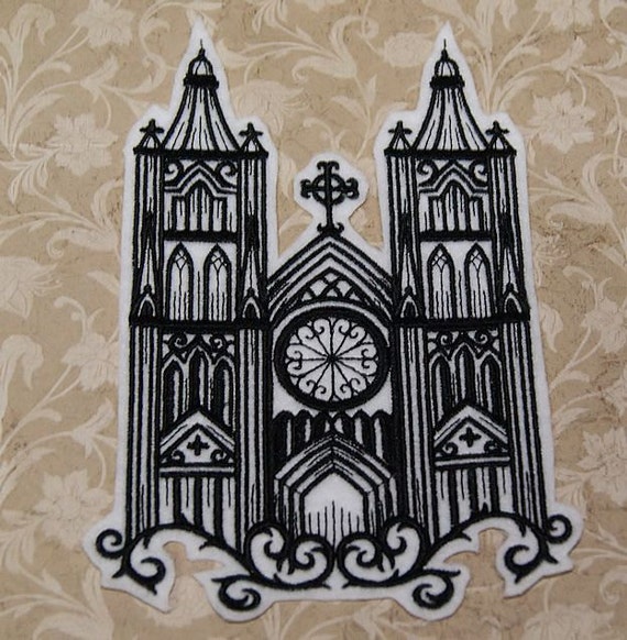 Gothic Filigree Castle Church Tower Iron on Embroidery Patch Mtcoffinz Choose Color Etsy Canada