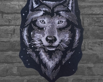 Grey Wolf Patch Wolf Iron On Embroidery Patch - Choose Size