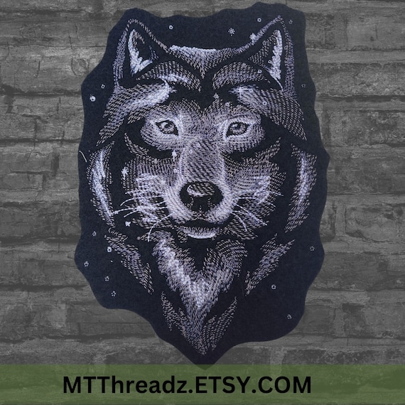 Grey Wolf Patch Wolf Iron On Embroidery Patch - Choose Size