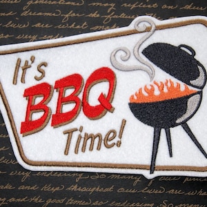 It's BBQ Time Iron On Embroidery Patch MTCoffinz Choose Size / Color image 1