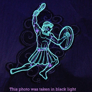 Orion the Hunter - Stellar Constellation Glow in the Dark -  Iron On Embroidery Patch MTCoffinz - Choose Size