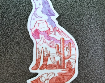 Southwest Desert Howling Coyote Iron On Embroidery Patch MTCoffinz - Choose Size