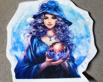 Magical Witch with Crystal Ball for Occult Spiritual style Tarot, Wiccan Magic  Iron On Patch Any Size