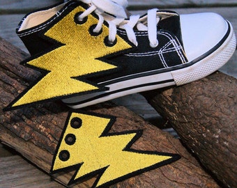 Super Hero Lightning Bolt - Embroidered Shoe Wings - MTCoffinz