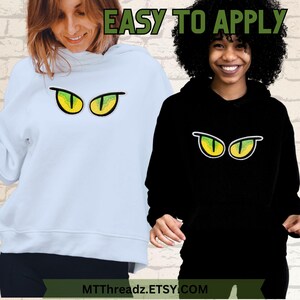 Cat Eye Patch Reptile Yellow Green Eyes Snake Eyes Plushie Iron On Embroidery Patch - Matching Pair - Choose Color Bild 6