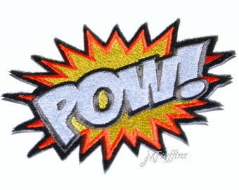 Neon POW Comic Book Words Iron On Embroidery Patch MTCoffinz