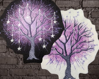 Mystic Tree Patch Purple Tree Starlight Iron On Patch Lavender Tree Patch Giant Back Patch Wiccan