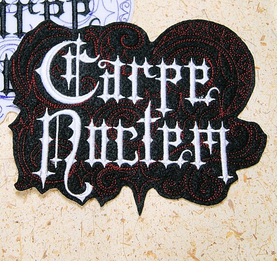 Carpe Noctem (seize the Night!)- Iron on Embroidery Patch