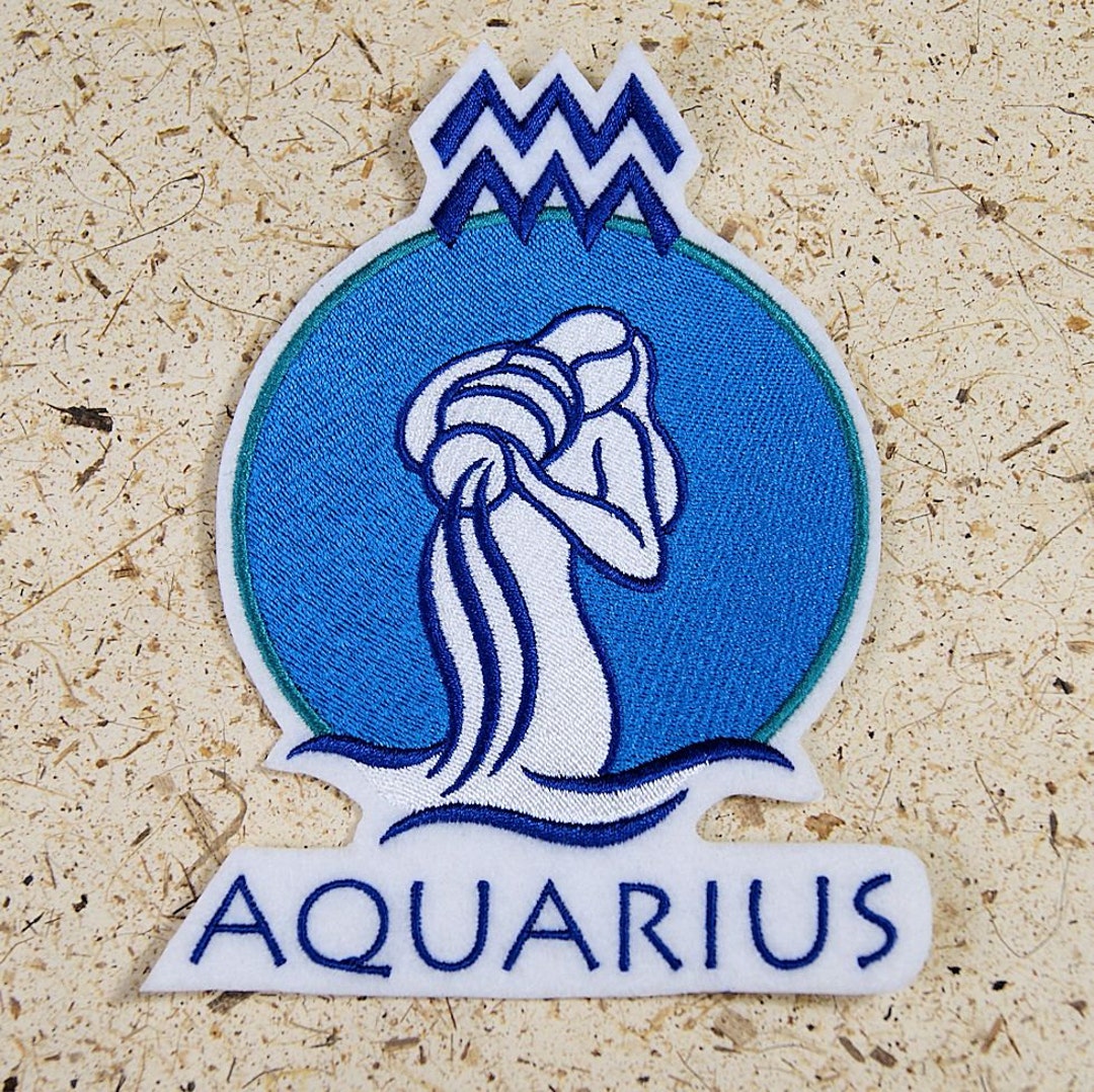 Aquarius the Water Bearer Zodiac Iron on Embroidery Patch Etsy