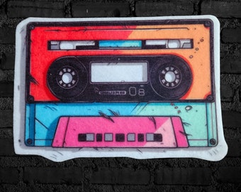 80's Cassette Patch Retro 80s Music Tape Iron On Patch 80s Neon Cassette Iron On Patch Hip Hop Classic 80s Patch