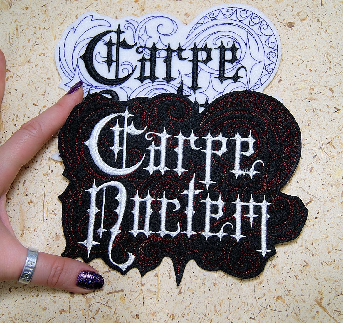 Carpe Noctem (seize the Night!)- Iron on Embroidery Patch
