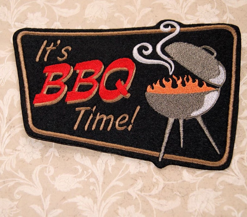 It's BBQ Time Iron On Embroidery Patch MTCoffinz Choose Size / Color image 4