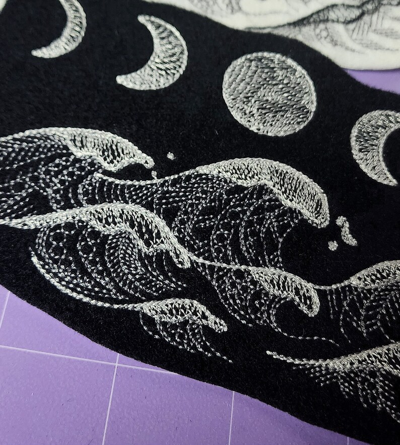 Moon Phase Patch Tidal Waves Patch Iron on Embroidery Patch Phase of ...