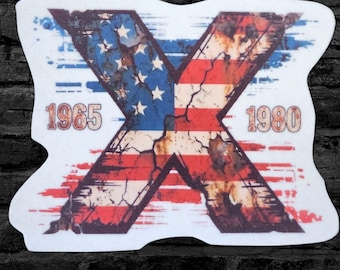 GenX American Flag Logo Patch Generation X 1965 - 1980 Iron On Fabric Patch  - Choose Size