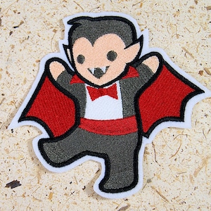 Vampire Patch Dracula Monster Too Cute Cartoon Monster Iron On Embroidery Patch - Choose Size