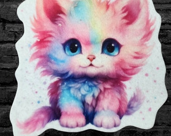Pastel Rainbow Kitten Patch Cute Baby Kitten Patch Pastel Watercolor Cat  Iron on Patch Fantasy Kitten Patch Fabric Patch Choose Size
