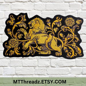 Heraldic Lion Crest Royal Lion Patch Patch Royalty Crest Lion Heraldry Lion Banner Patch Iron On Embroidery Patch - Choose Size