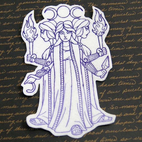 Hecate Greek Goddess Iron On Embroidery Patch MTCoffinz - - Choose Size / Color