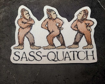 Sample SALE Sassy Sasquatch Patch Iron On Embroidery Patch Fabric Patch Cryptid Bigfoot Ready to Ship LAST ONE
