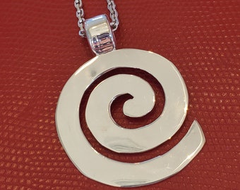 Sterling Silver Swirl Pendant on Heavy 20" Sterling Silver Necklace (st - 3162)