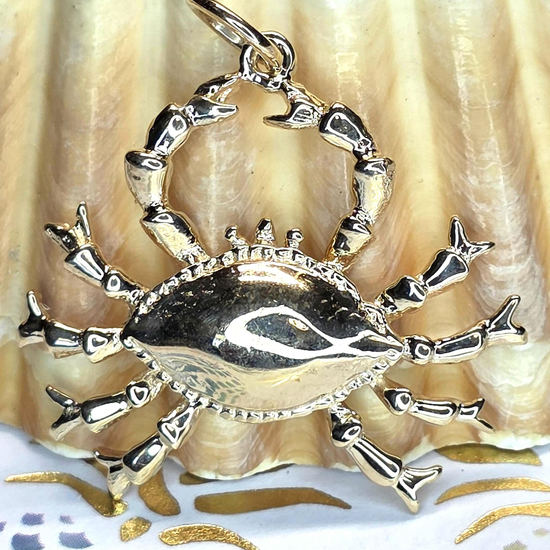 Gumbo Chain 14K Yellow Gold Crab Pendant – Tropical Vacation Jewelry - Etsy