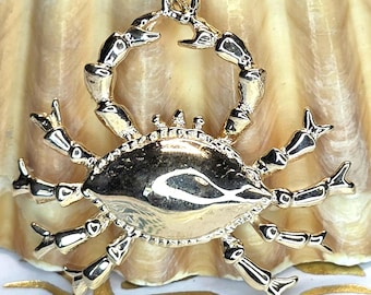 Dije de cangrejo en oro amarillo de 14 quilates con cadena de 45,7 cm (18") (st - 4597)