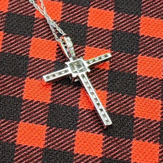 14K White Gold Cross Necklace with Diamonds  on a… - image 8