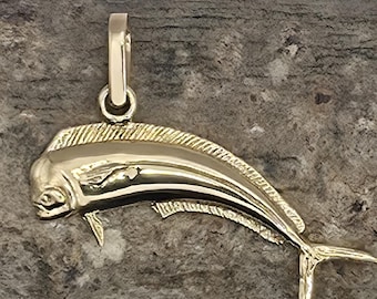 14K Yellow Gold Mahi Mahi Fish Pendant (st - 4854)