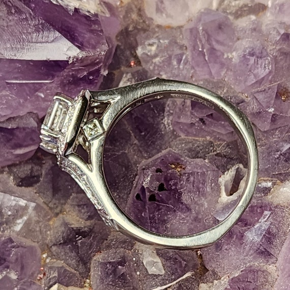 Platinum Diamond Square Halo Engagement Ring With… - image 9