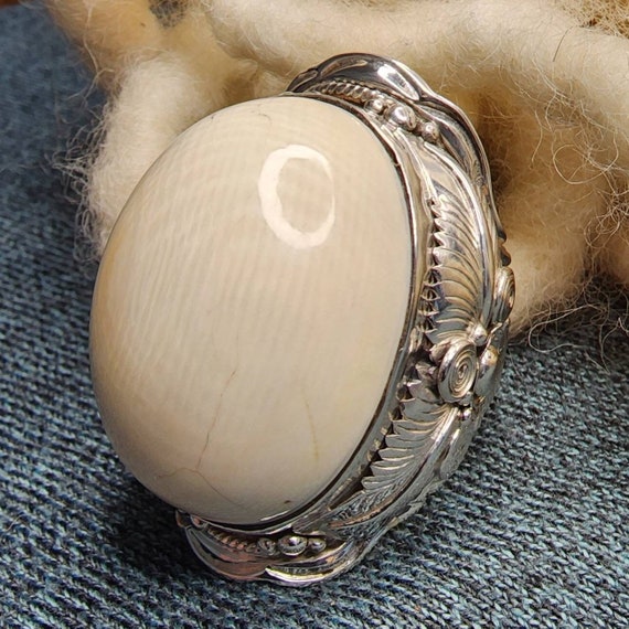 Sterling Silver Handcrafted Bone Statement Ring (… - image 8