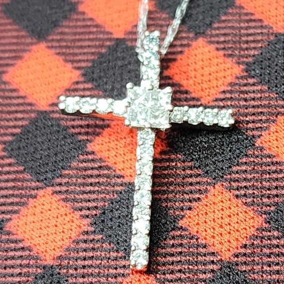 14K White Gold Cross Necklace with Diamonds  on a… - image 7